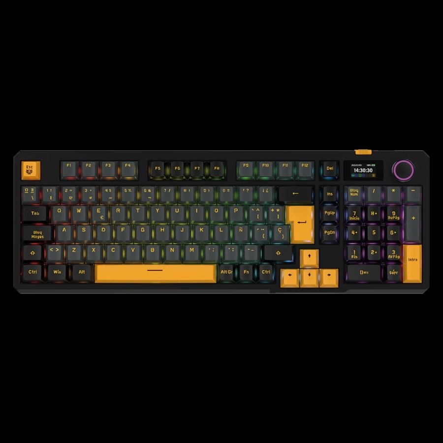Teclado Gamer Balam Rush Defeat Level Gk3 / Inalambrico / Mecanico Gasket / Español / Iluminacion Rgb / Pantalla Inteligente Ips 1.14 Pulg / Smart Knob / Qwerty / Negro / Br-942492 — BALAM RUSH · SKU KB-1167
