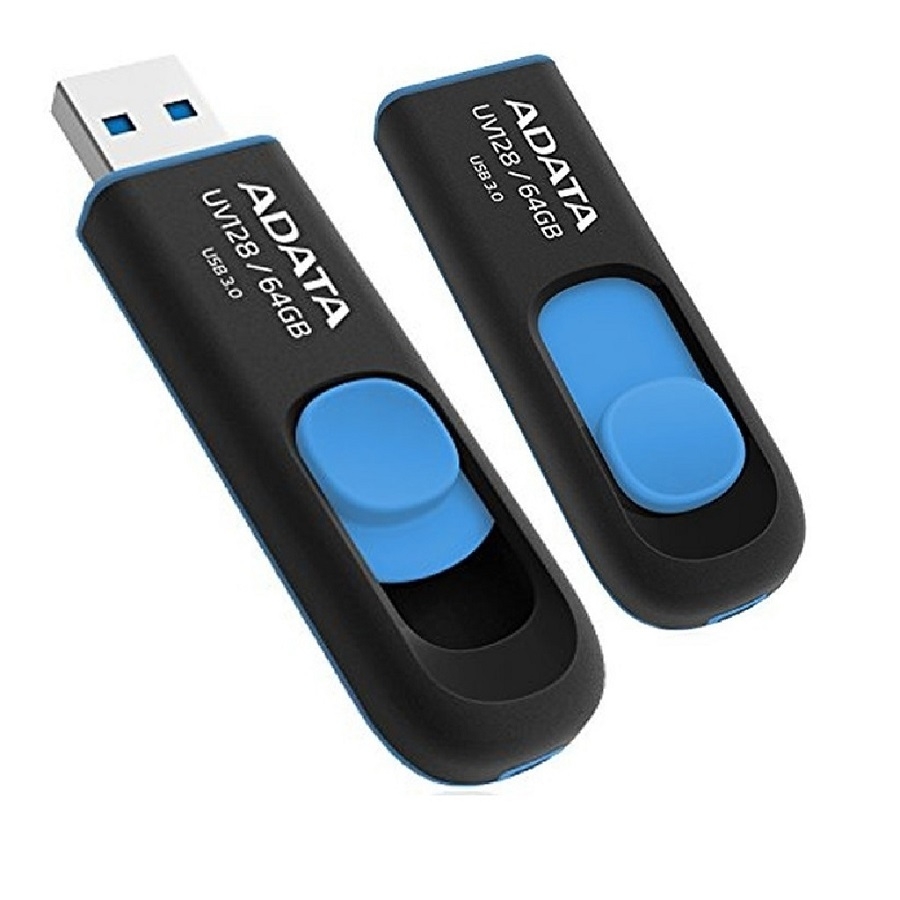 Memoria Adata 64Gb Usb 3.2 Uv128 Retractil Negro-Azul (Auv128-64G-Rbe) — ADATA · SKU RAM-2238