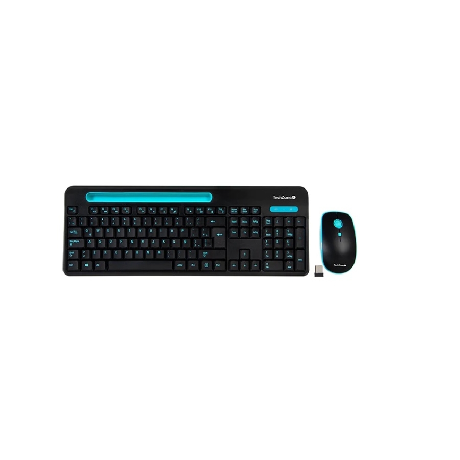 Kit Teclado Y Mouse - Techzone - Tz20Comb02-Ina - Inalambrico Usb A - Baterias Aa/Aaa - Ranura Soporte Para Movil 8 Pulgadas. — TECH ZONE ACCESORIOS · SKU KB-876