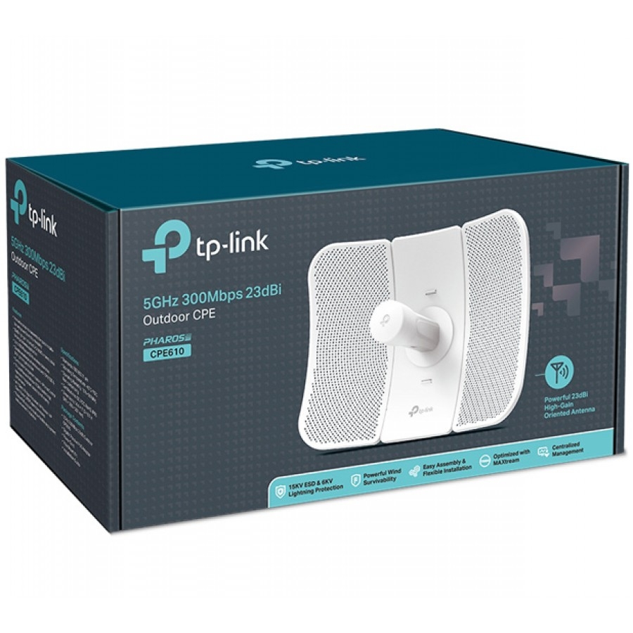 Access Point |Tp-Link | Cpe610 | Inalambrico | Antena Para Exterior Direccional 23Dbi 5Ghz 300Mbps Modos Ap/Cliente/Repetidor /Ap Router/ Ap Cliente Router Wisp 1 Rj45 10/100 | Poe Pasivo Incluido · RimeTec México