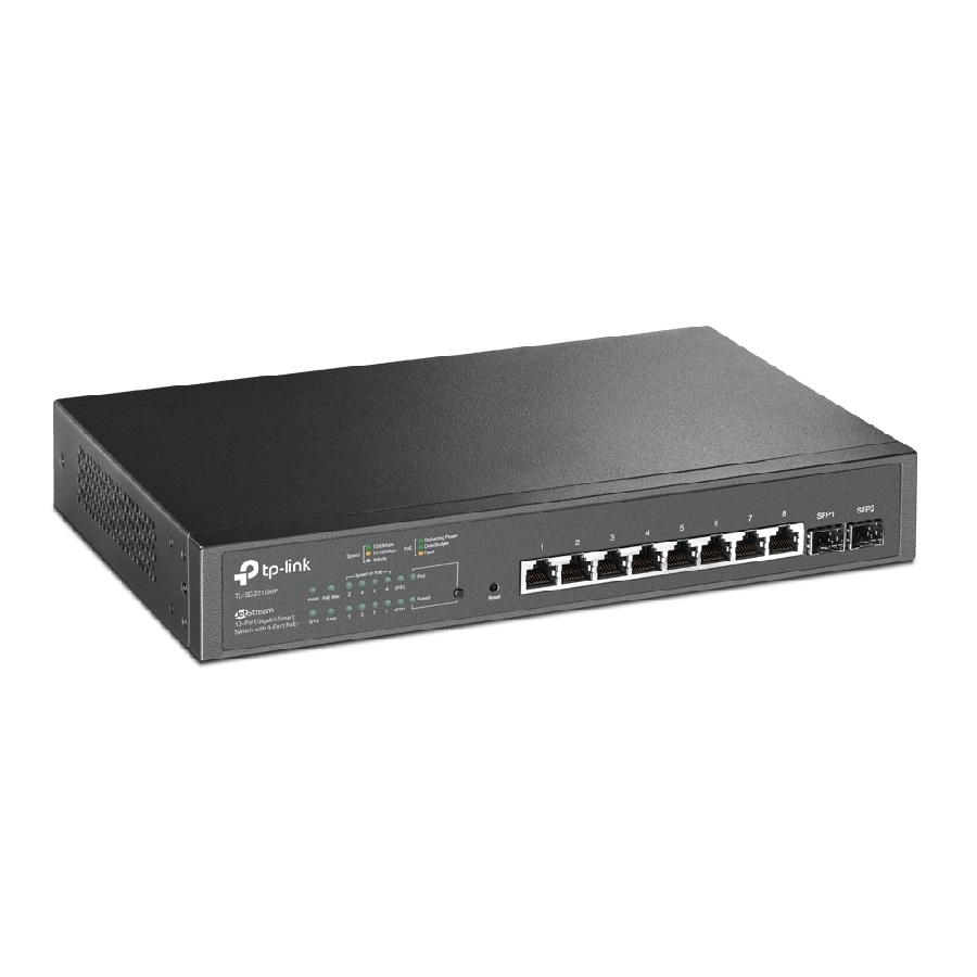 Switch Tp-Link Sg2210Mp Gigabit Administrable Omada Sdn 8 Puertos Poe Capa 2 Con 2 Ranuras Sfp Gigabit 802.3At/Af 150W Para Escritorio O Rack — TP LINK · SKU NIC-3590