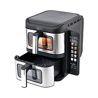 Freidora De Aire Doble Mirati De 11 Litros Totales Cuenta Con 2 Canastas De 5.5L Cada Una Con Ventana, Panel A Color Y Retractil Regulacion De Temperatura Individual, 1800W, Temperatura De 60C-200C — MIRATI · SKU FRE-14