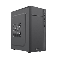 Gabinete Quaroni Frente Abs, Negro Con Franja Tipo Fibra De Carbono, Micro Atx / Mini Itx, Fuente De Poder Incluida De 500W — QUARONI · SKU CS-766