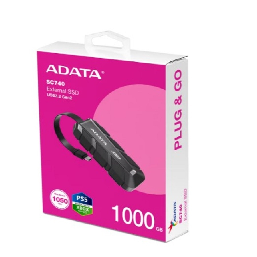 Unidad De Estado Solido Ssd Externo Adata Sc740 1Tb Portatil Usb 3.2 Gen 2 Tipo C Windows Mac Android Ps5 Xbox X S Color Negro Sc740-1000G-Cbk — ADATA · SKU HD-3579