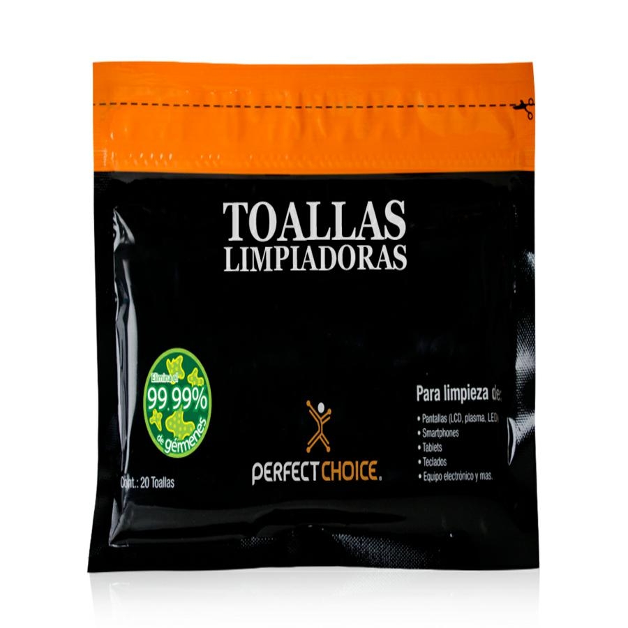 Toallas Limpiadoras Antiestaticas Para Pantallas Y Monitores Perfect Choice 20 Piezas — PERFECT CHOICE · SKU CN-975