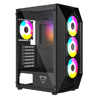 Gabinete Ocelot Gaming Polygon-E5 / Mid Tower / Atx, M-Atx, Itx / Panel Lateral De Cristal Templado Y Frontal En Mesh / Incluye 4 Ventiladores / Enfriamiento Liquido Hasta 240Mm / Gpu Hasta 295Mm / Color Negro — OCELOT GAMING · SKU CS-871