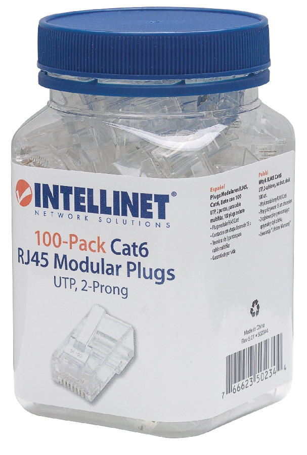 Plug Rj45,Intellinet,502344, Cat 6 Utp Multifilar 100 Pzas — INTELLINET · SKU CN-1288