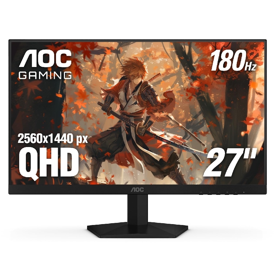 Monitor Gamer Aoc Q27G4Xn / Panel Va / 180 Hz / T. De.r 1 Ms / Adaptive Sync / Flicker Free / Color Negro Y Gris / Hdmi / Vga / Dp / Aspecto 16:9 / Resolucion 2560 X 1440 / Brillo 300 Cd/M2