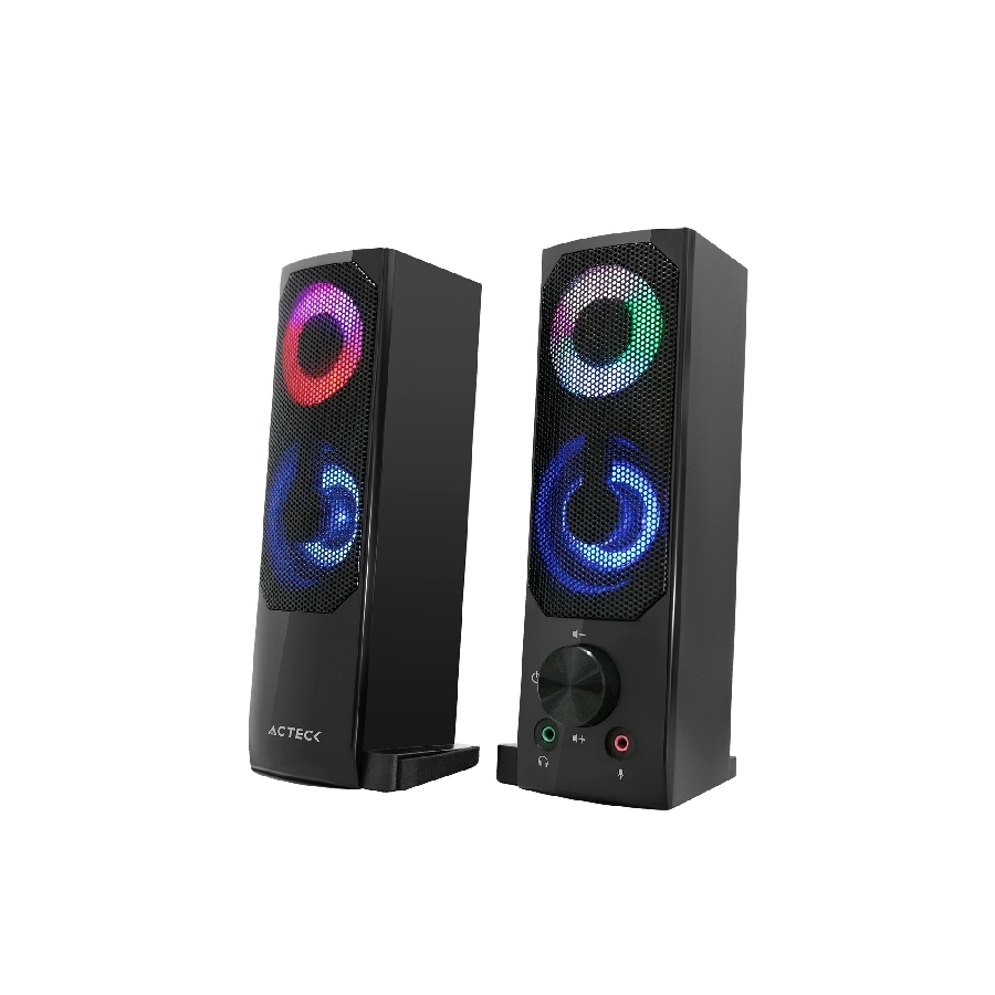 Bocinas Acteck Elant Brick As450 / Alambrica / 6 W Rms / Usb - 3.5Mm / Iluminacion Led / Sonido Estereo / Negro / Ac-935258 — ACTECK · SKU SPK-2327