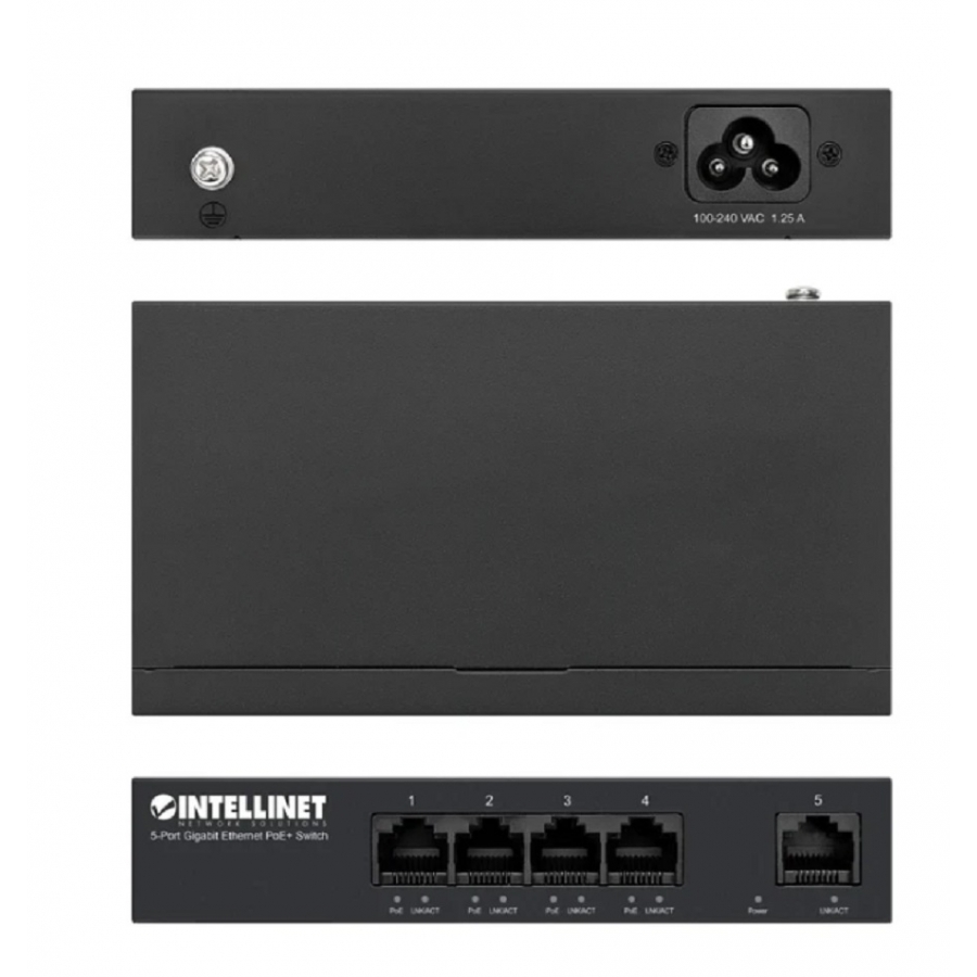 Poe Switch,Intellinet,561792,Gb 5 Ptos 30W/Pto, 40W — INTELLINET · SKU NIC-4674