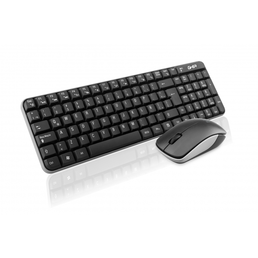 Combo Teclado Multimedia Y Mouse Optico Ghia / Gt4000Bg / Inalambrico / Receptor Usb / Negro Con Gris