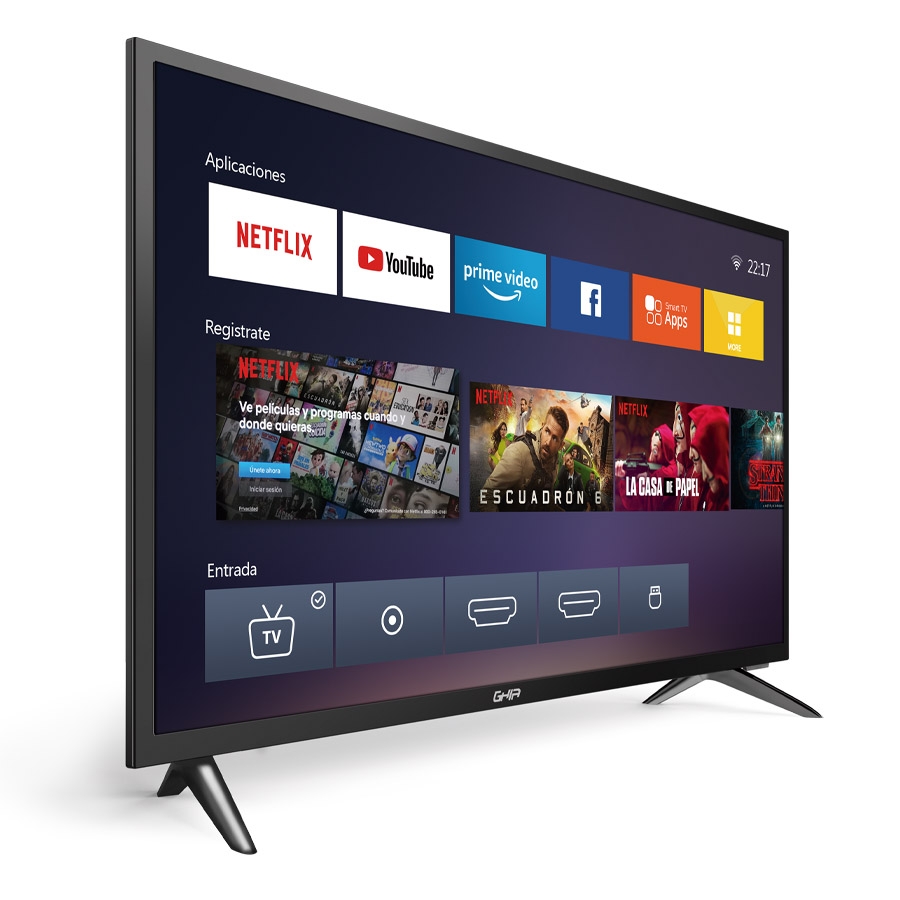 Television Smart Ghia Netflix Hd 32 Pulg 720P Wifi /2 Hdmi / 2 Usb / Rca/Optico/3.5Mm 60Hz