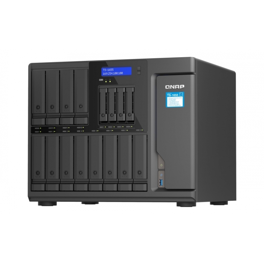Nas Qnap Ts-1655-8G/ 16 Bahias /12 Sata De 3,5 4 Sata De 2,5/Ocho Nucleos 2.8Ghz/8Gb Ddr4 Hasta 128Gb/2 Pto 2,5 Gbe/Usb 3.2 X4/ Hotswap/ No Incluye Discos/ Atom C5125/ Torre/ Hasta 240 Tb — QNAP · SKU SAM-826