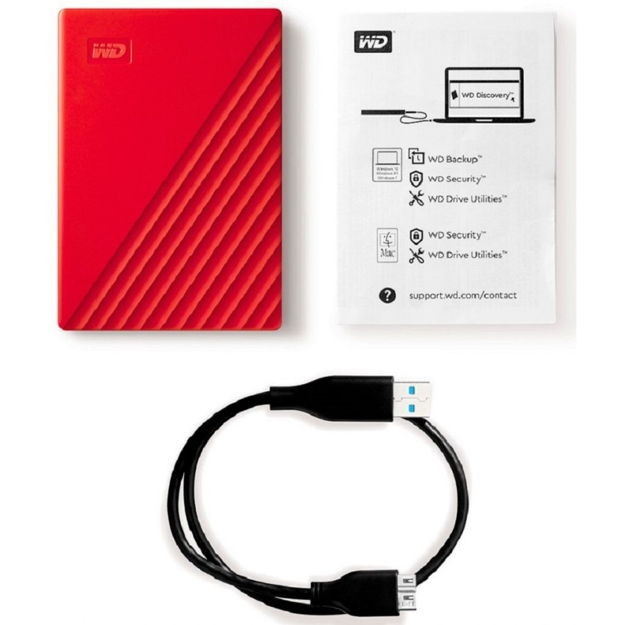Disco Duro Externo Wd My Passport 2Tb 2.5 Portatil Usb3.0 Rojo Windows Backup Encriptacion Wdbyvg0020Brd-Wesn