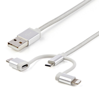 Cable Trenzado De 1M Usb A Lightning Usb-C Y Micro Usb - Cable Cargador Para Telfono Celular Iphone Ipad Tablet - Startech.com Mod. Ltcub1Mgr — STARTECH.COM · SKU CB-1830