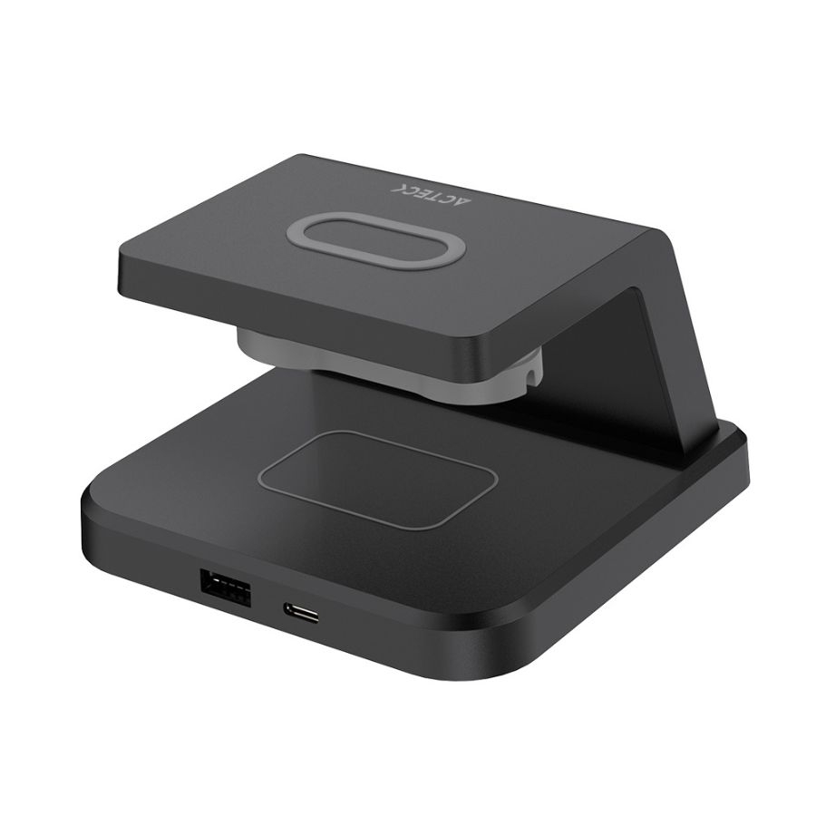 Cargador Acteck Energon S-Mate Ci730 / Inalambrico Qi / 3W - 15 W / Apple - Samsung / 3 Dispositivos / Reloj Digital / Negro / Ac-937146 — ACTECK · SKU AC-11797