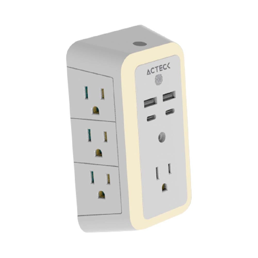 Cargador De Pared Acteck Energon Lumina Cp515 / 11 En 1 / 7 X Tomacorriente / 2 Usb / 2 Tipo C / Resistente Al Fuego / Supresor De Picos 540 J / Sensor Touch / Blanco /Ac-936484 — ACTECK · SKU AC-11855