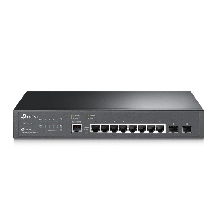 Switch Tp-Link Sg3210 Omada L2 Con 8 Rj45 Ge 10/100/1000 Mbps Administrable 2 Sfp Gigabit 1 Puerto De Consola