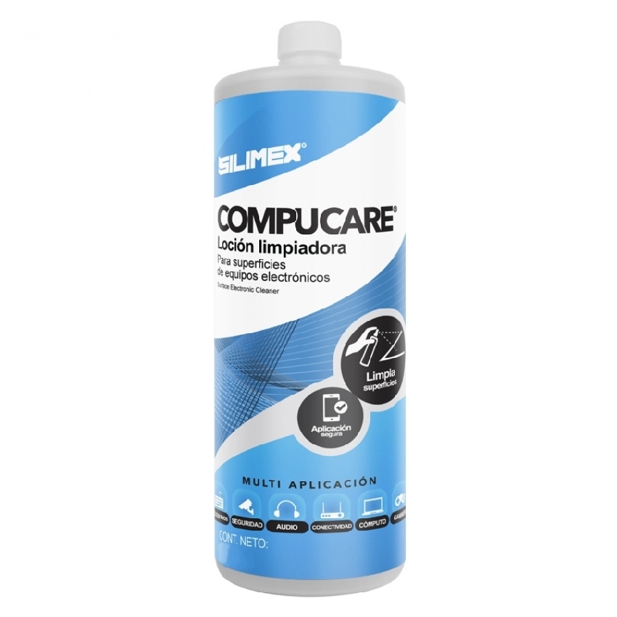 Locion Limpiadora | Silimex | Compucare Locion 1 Lt | Limpiadora Y Protectora De Superficies De Equipos Electrónicos | Aplicacion Segura — SILIMEX · SKU CN-3741