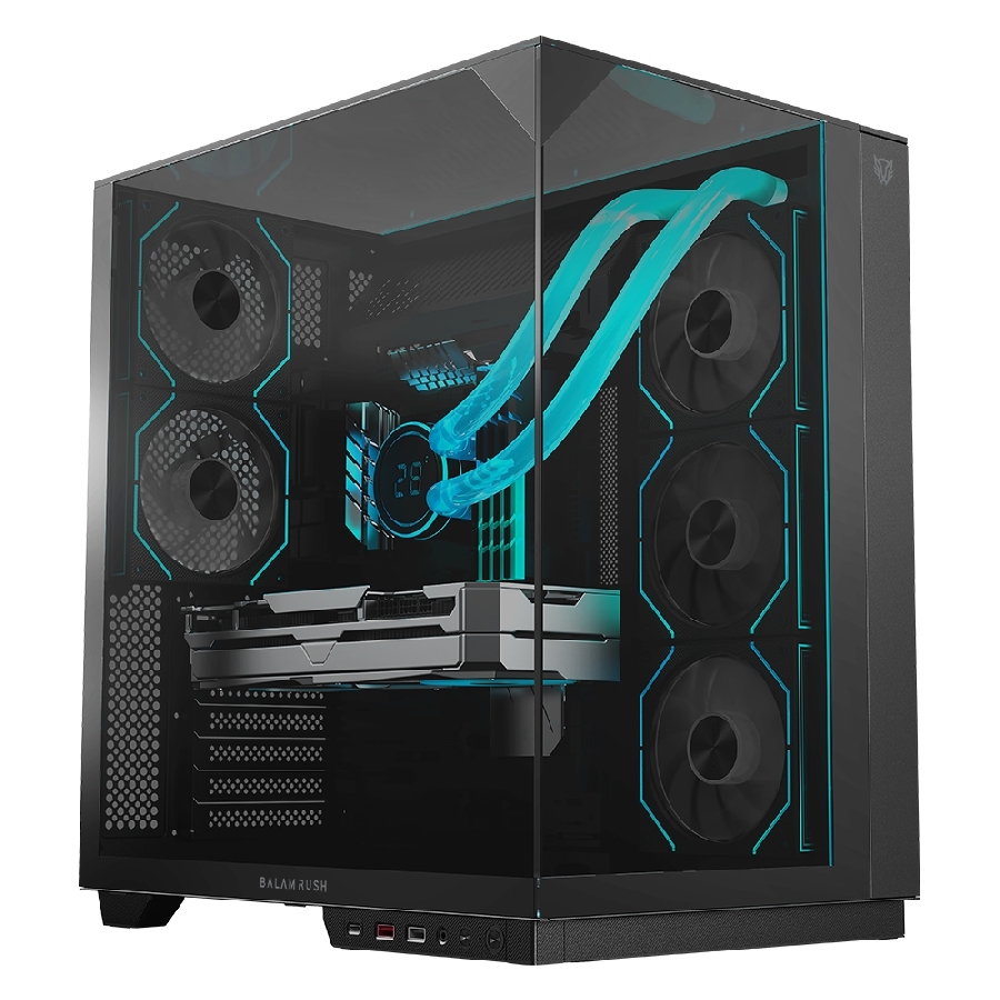 Gabinete Gamer Balam Rush Tank Majestic 7600 / Media Torre / Atx/Micro Atx- Mini Itx / Ventiladores Argb / Triple Panel De Cristal Templado / Negro / Br-941495 — BALAM RUSH · SKU CS-1096