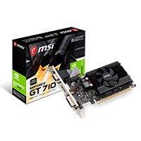 Tarjeta De Video Msi Nvidia Gt710/Pcie X8 2.0/2Gb Ddr3/Hdmi/Vga/Dvi/1X Ventilador/Bajo Perfil/Gama Basica
