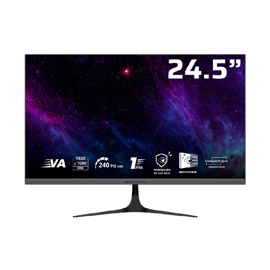 Monitor Gamer Balam Rush Cosmos Edge Mce245P / 24.5 Pulg / Plano / Led / 240 Hz / Vesa 75 X 75 Mm / 1 Ms / Bocinas De 3W / Ajuste De Inclinacion / Negro / Br-944113 — BALAM RUSH · SKU MNL-3140