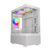 Gabinete Ocelot Gaming Glass Ew7 / Mini Tower / M-Atx, Itx / Panel Lateral Y Frontal De Cristal Templado/ Incluye 3 Ventiladores / Enfriamiento Liquido Hasta 240Mm / Gpu Hasta 315Mm / Color Blanco — OCELOT GAMING · SKU CS-1006