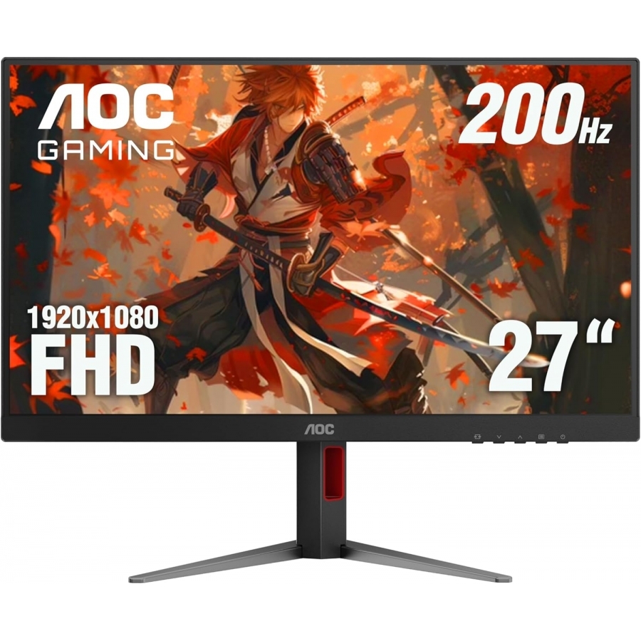 Monitor Gamer Aoc 27G4H / Panel Ips / 27 Pulgadas / Hdmi / Dp / Aspecto 16;9 / Tr 0.5 Ms / Adaptive Sync / 200 Hz / Resolucion 1920 X 1080 / Brillo 300 Cd/M2 / Vesa 100X100 Mm/ Negro Y Rojo — AOC · SKU MNL-3068
