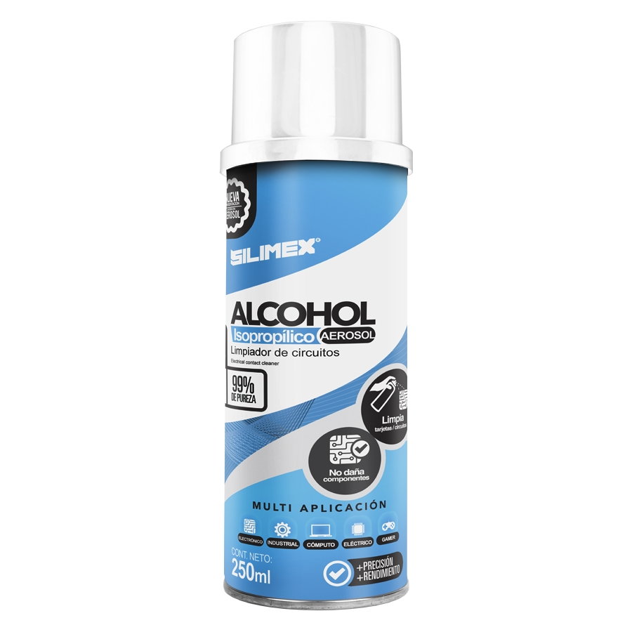 Alcohol Isopropilico Aerosol 250 Ml | Silimex | 750300219631 | Limpiador De Circuitos | No Daña Componentes | 99% De Pureza — SILIMEX · SKU CN-3904
