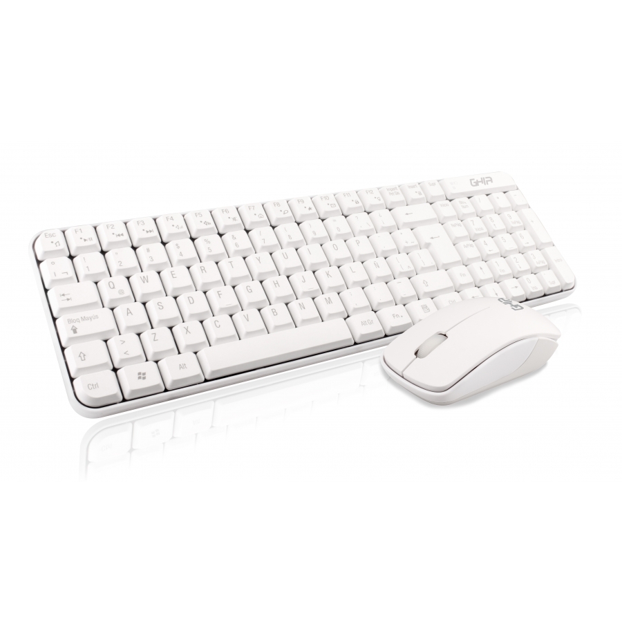 Combo Teclado Multimedia Y Mouse Optico Ghia / Gt4000Wg / Inalambrico / Receptor Usb / Blanco · RimeTec México