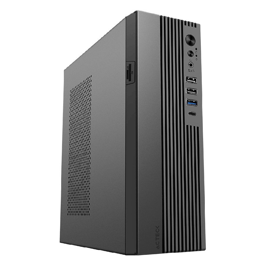 Gabinete Acteck Onex Gs450 / Mini Torre Slim / Micro Atx - Mini Itx / Lector Sd / Doble Posicion / Fuente De Poder Flex Atx 400 W / 5 Años De Garantia / Full Metal / Negro / Ac-943086