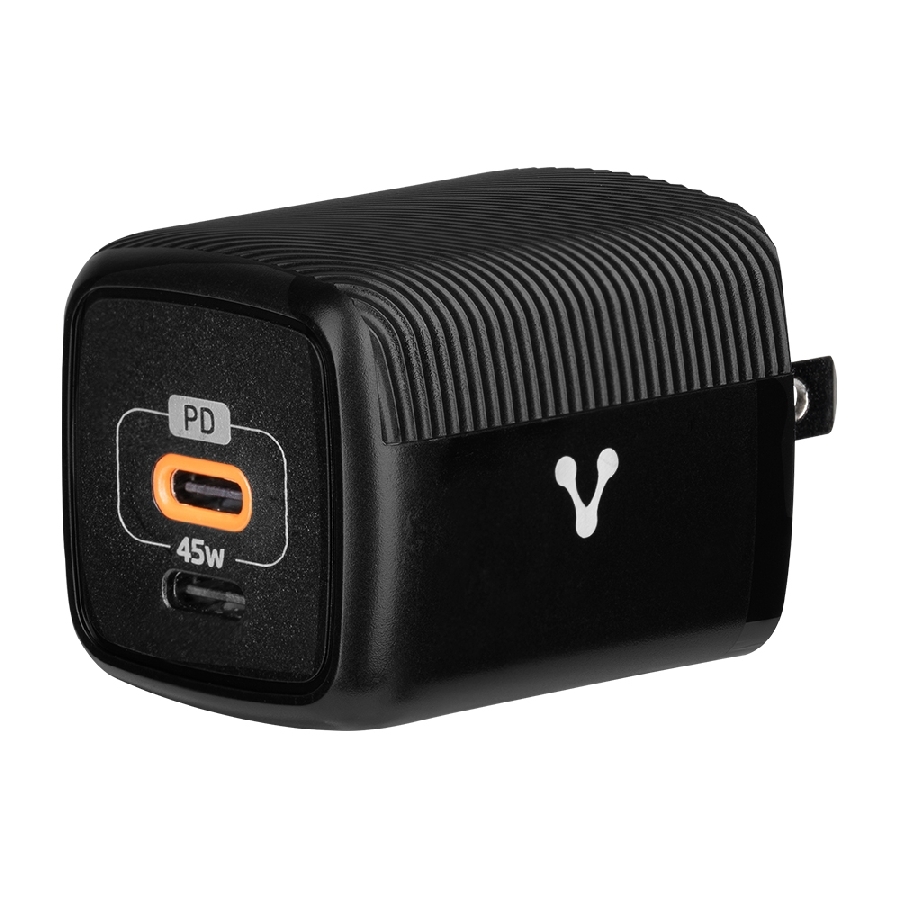 Cargador Pared / Vorago / Au-402 - Carga Rapida / 3.0 A 1 Usb-C / 45W / Negro — VORAGO · SKU AC-13477