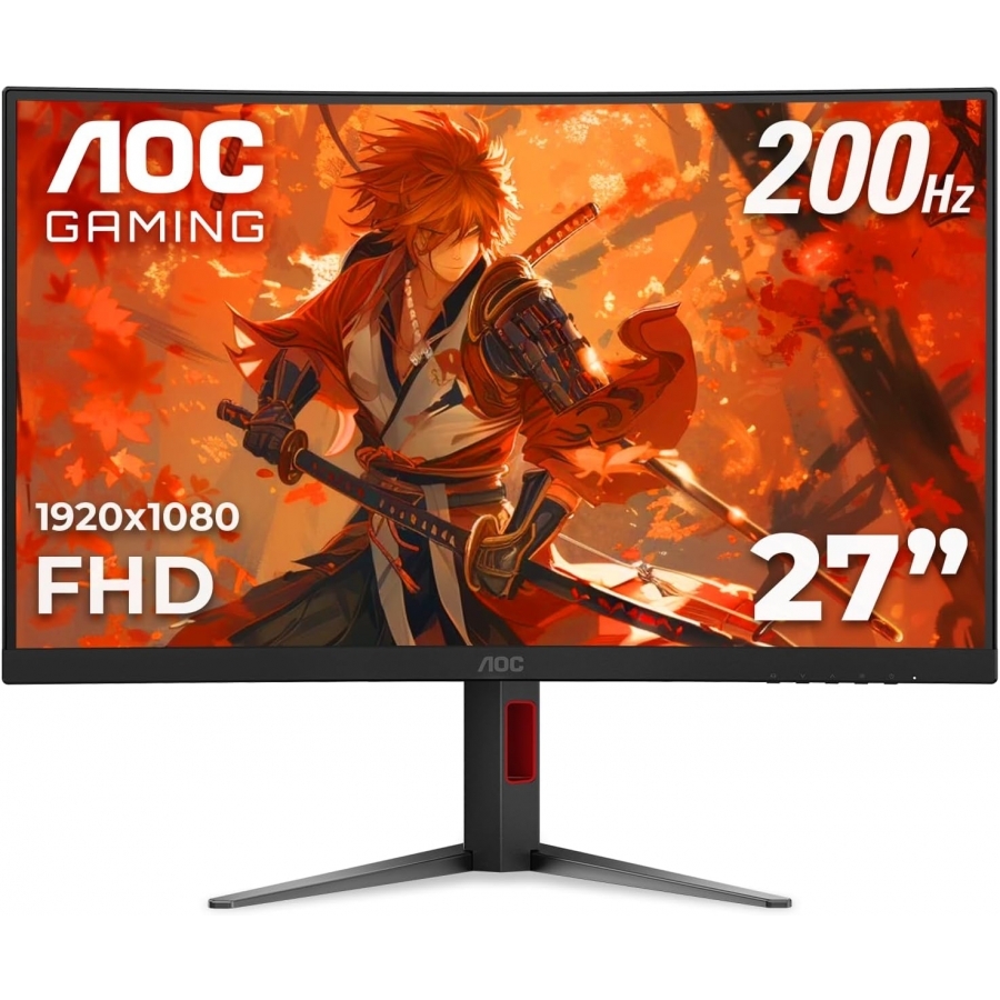 Monitor Gamer Curvo Aoc C27G4H2 / Panel Va / 200 Hz / Tiempo De Respuesta 1 Ms / Amd Free Sync / Color Negro Y Rojo / Hdmi / Vga / Dp / Aspecto 16:9 / Resolucion 1920 X 1080 / Brillo 300 Cd/M2 — AOC · SKU MNL-3071