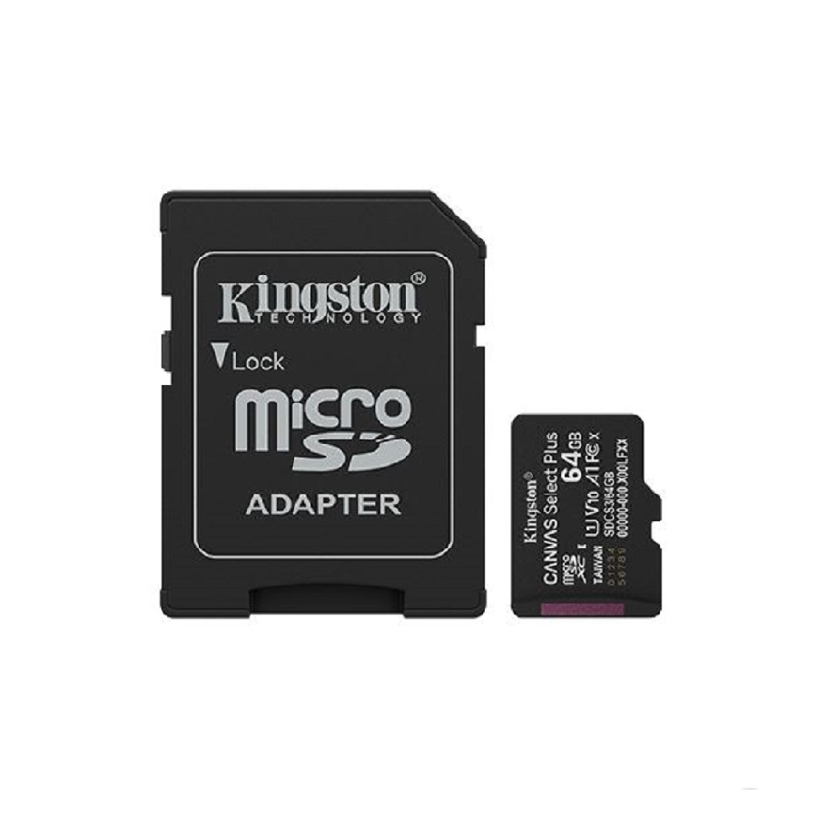Memoria Flash Micro Sd Kingston Sdxc Canvas Select Plus 64Gb 100Mb/S Uhs-I U1 V10 C/Adaptador (Sdcs3/64Gb) · SKU RAM-4616