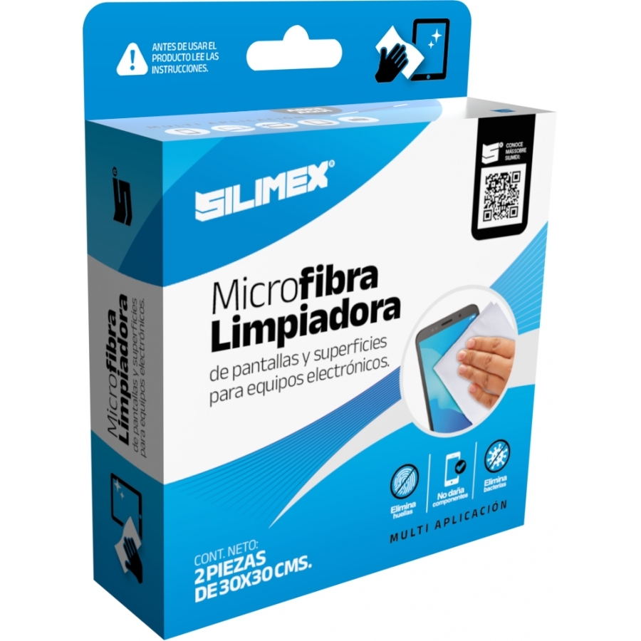 Microfibra Limpiadora | Silimex | Toalla Seca Electroestatica | Para Limpieza De Pantallas Y Carcasas De Equipos Electronicos | 30X30 Cm | 2 Piezas — SILIMEX · SKU CN-5131